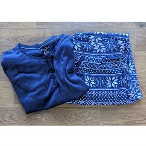 Nautica Navy and Patterned Pajama Set Women's XL
